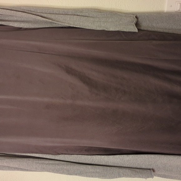 Blanc Noir long lineinimalist Grey Cardigan Topper back cotton silk panel Sz L - Picture 6 of 10